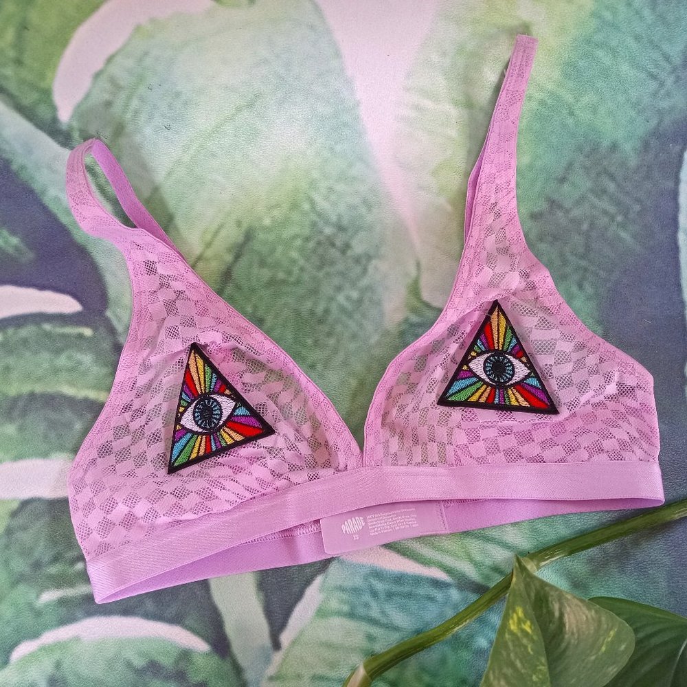 Pyramid Trip Checkered Mesh Bralette (Lavender) *Brand New*